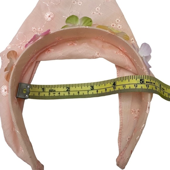 Girl’s Headband Scarf Pink Eyelet Floral Embellishment - Picture 4 of 7